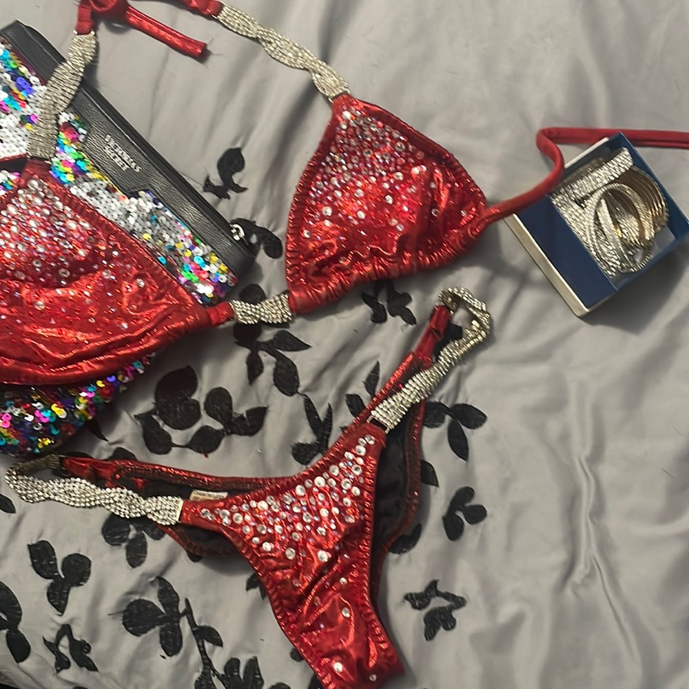 Competition suit and jewelry